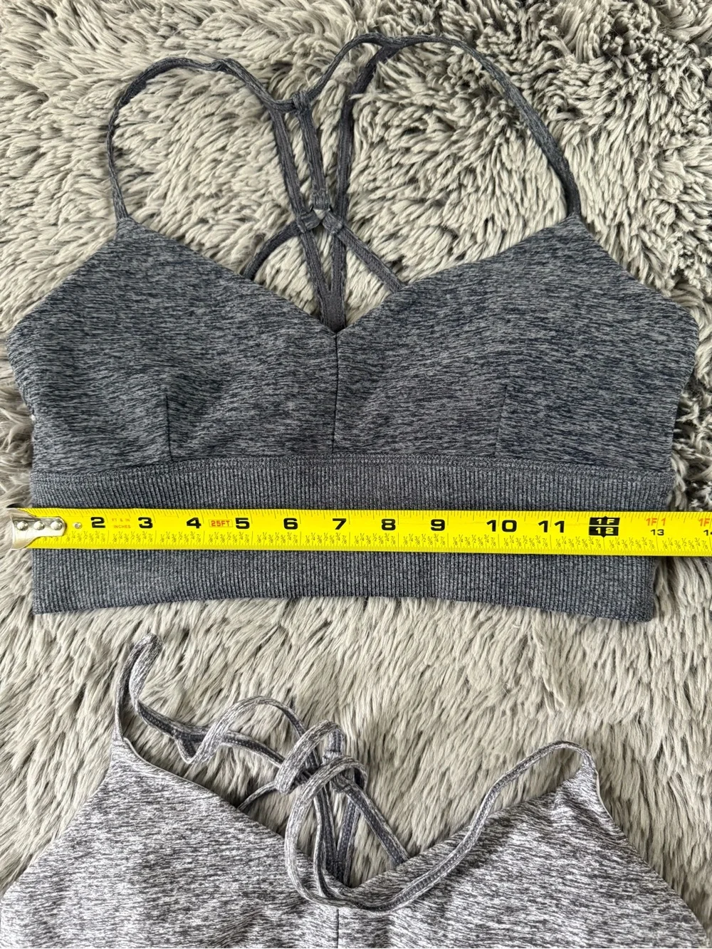 Alo Yoga Seamless Strappy Sports Bra Bralette Bundle Gray Heather Size M